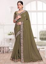 Currency Silk Mehendi Wedding Wear Embroidery Work Saree